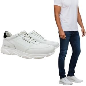 Philipp Plein Leather Low Top Sneakers Skulls White Size 44